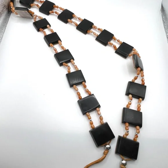 Bohemian Abalone Shell Leather Belt 42" Long - Picture 5 of 8